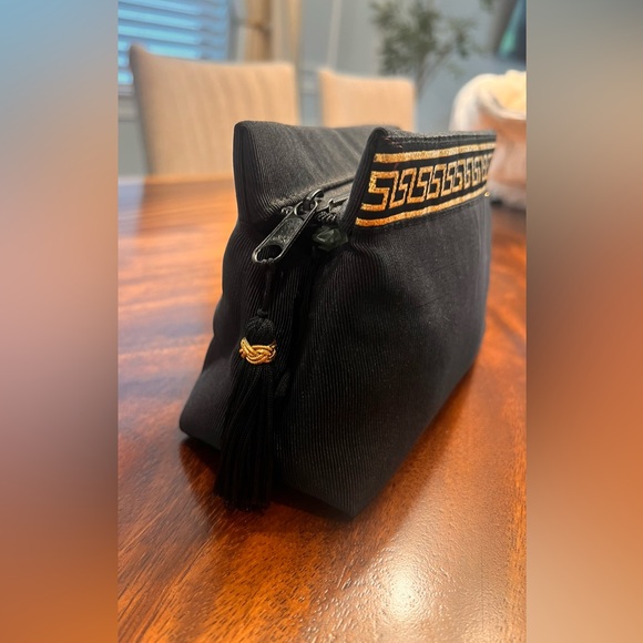 Gianni Versace Porfumi Black and Gold Clutch/ Makeup Bag w Tassel. Blk & Gold - Picture 3 of 11
